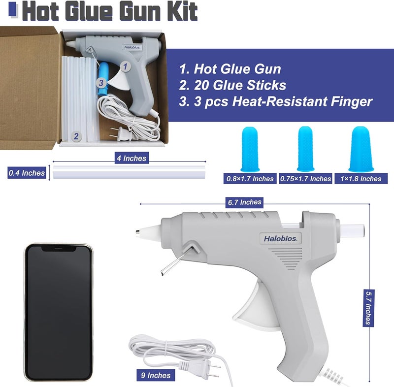 Halobios Hot Glue Gun, Fast Preheating Hot Melt Glue Gun with 20 Glue Sticks, Hot Glue Gun Full Size for Making Decoration School DIY Crafts Projects Home Repairs(40W Gray) - Image 3